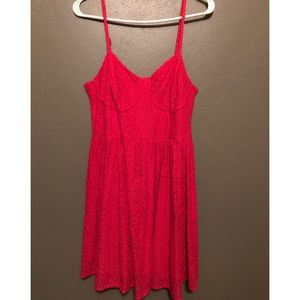 Coral eyelet swing dress